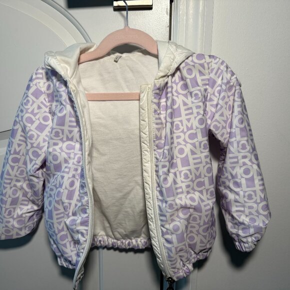 Moncler Kids Girls Logo Hooded Jacket – Size 3A (Toddler) – Lilac/White - Picture 12 of 12